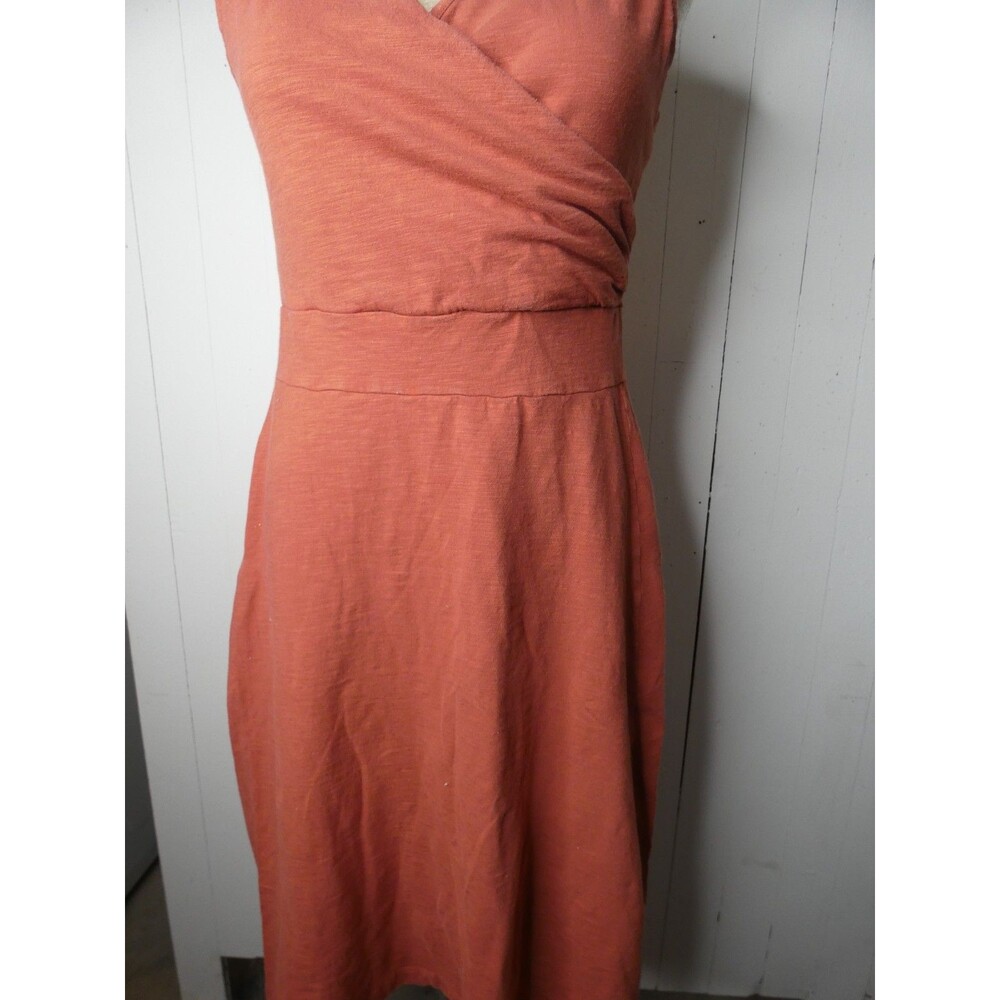 Patagonia Women's M Rust Orange Organic Cotton Dress Faux Wrap Sleeveless - Picture 4 of 9